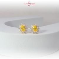 ราคา ส่งฟรี ต่างหูพลอยบุษราคัมแท้ ล้อมเพชร เรือนทองแท้ สง่าสุวรรณ ขายคืนได้ราคาดี มีใบรับประกัน EE014 (12429808093)