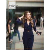 ราคา พร้อมส่งสีกรม S ป้าย Vabene จั๊มสูทขายาว + เข็มขัด ชุดทำงาน เรียบหรู (2124520317)