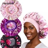 ราคา FAYSHOWTH ฝากระโปรงผู้หญิง,ดอกไม้ผ้าไหมพิมพ์ Sleep Bonnets, แฟชั่นปีกกว้างยืดหยุ่นผม Bonnet Hair Care (48608151855)