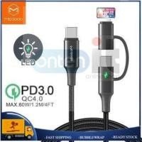 ราคา MCDODO ATOM SERIES 2 IN 1TYPE-C TO iP + TYPE-CABLE 1.2M พร้อม LED (CA-712) (50906287035)