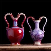 ราคา Jingdezhen งานฝีมือเซรามิคโบราณ Jun Porcelain Double Dragon แจกันตกแต่งบ้านโบราณคอลเลกชันสินค้าเก่า (24534377905)