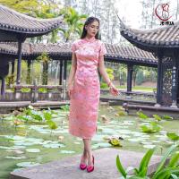 ราคา Je Hua ชุดกี่เพ้ายาว ผ้าไหมจีน ลายมังกร ตรุษจีนสีแดงลายมังกรตรุษจีน JE HUA #49 (25367266244)