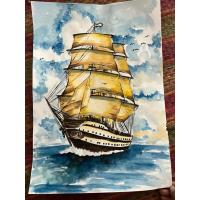 ราคา ภาพวาดเรือสำเภา ภาพวาดสีน้ำ ขนาดA3/29.7x42cm นำไปใส่กรอบ ตกแต่งให้สวยงาม เหมาะเป็นของขวัญของฝาก เสริมโชคลาภ (45554786863)