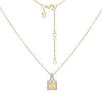 ราคา Merii สร้อยคอพร้อมจี้เงินชุบทองประดับ Citrine Nanocrystal ทรง Princess Cut ล้อมเพชร CZ (40525144838)