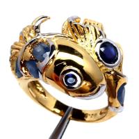 ราคา แหวนพลอยแท้ ไพลิน-น้ำเงิน (Blue Sapphire) เงินแท้ 925 ชุบทองคำขาว และ ทอง 18k ไซร์แหวน 6.25 (43506791297)