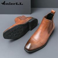 ราคา Mens Chukka Boots Mens Dress Boots Oxford Leather Boots Famal Chelsea Boots for Men Soft Bottom Stretch Shoes Martin Boots (46059484819)