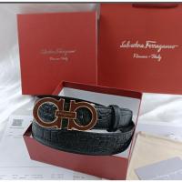 ราคา Salvatore Ferragamo Philadelphia Mousse 8-Charcter Buckle นูนหนังแท้ลายลิ้นจี่เข็มขัดผู้ชาย-leth26 (45259312963)