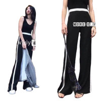 ราคา กางเกงขาบานแถบข้างสีขาว ซิปหลัง ผ้าฮานาโกะ (761147372)