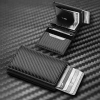 ราคา กระเป๋าสตางค์ผู้ชาย Rfid Cardwallet กระเป๋าสตางค์ Mini Slim กระเป๋าสตางค์หนัง PU Dompet Lelaki Auto POP Up (45506499894)