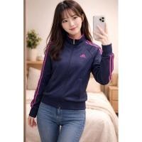 ราคา เสื้อแจ็คเก็ต Adidas มือสอง สีกรม3แถบชมพู ผ้าวอร์ม (ตำหนิถลอก1จุด) อก38S446⚡ (46657698878)