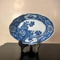 ราคา จานเสิร์ฟซาชิมิแบบโบราณ (Antique Sashimi Plate) ลายครามเขียนมือ (手書き染付) • ของเก่าแท้ (骨董品) (43476082602)