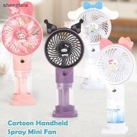 ราคา [SFI] พัดลมมือถือพกพาการ์ตูนน่ารัก Kuromi Hello Kitty Melody Water Mist Fan Summer Travel Outdoor Camping Mini Fan MY (51059103016)
