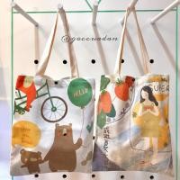ราคา กระเป๋าผ้าใบ (Tote Bag) ลายน่ารักสีเขียวสีเหลืองมัสตาร์ดพื้นหลังสีขาว - มุมของการถัก TV04 (29638763461)