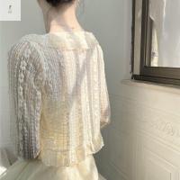 ราคา DISCO คาร์ดิแกนลูกไม้สําหรับผู้หญิงบาง Elegant Sun Protection Cape ห่อผ้าพันคอ Poncho แขนยาวชีฟองสั้น Top Coat (49359151912)