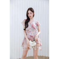 ราคา ชุดเดรสกระโปรงชีฟองสีชมพู (51851147185)