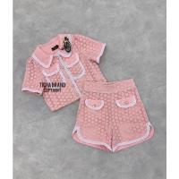 ราคา Set2ชิ้น ชุดลูกไม้สีชมพูโอรส เสื้อคอปกครอป+กางเกงขาสั้น (17857892317)
