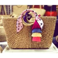 ราคา กระเป๋าสานผักตบชวา รวมตกแต่ง ผ้าพันหูกระเป๋า+พู่ห้อย3ชั้น (2714610340)