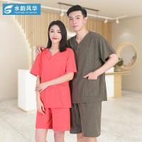 ราคา 2026 High-End Slub ผ้าฝ้ายไทยเสื้อผ้าซาวน่าเสื้อผ้าเหงื่อไอน้ําเสื้อผ้าผ้าฝ้ายแท้เสื้อผ้าผู้ชายผู้หญิงชุด 4.6 (56008278901)