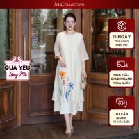 ราคา เอ็มคอลเลกชั่น | ของขวัญชุดเดรสผู้หญิงวัยกลางคนสําหรับคุณแม่ผ้าโฟมเชื่อมตรงปักลายดอกไม้คอกลมแขนหลวม ง13490 (54356152998)