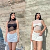 ราคา Anya top เสื้อแขนกุด ผ้าซีทรู ดีเทลปลายเฉียง (18682710863)