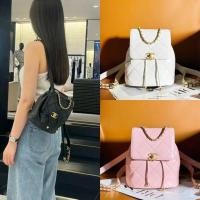 ราคา CHANEL Kowloon Backpack หนังแกะ สีดำและทอง สำหรับ 여성 (56357881988)