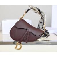 ราคา Dior Wine Red Mini Saddle Bag กระเป๋าถือสำหรับผู้หญิง (24798128451)