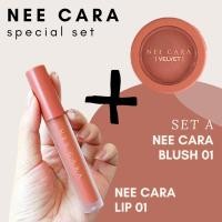 ราคา โปรโมชั่นสุดคุ้ม Nee Cara Velvet Matte Lip01 Glaze + Nee Cara Velvet Blush 01 (6565726147)