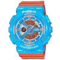 ราคา Casio Baby-G นาฬิกาข้อมือผู้หญิง สายเรซิ่น รุ่น BA-110NC-2A - สีฟ้า/ส้ม (283188223)