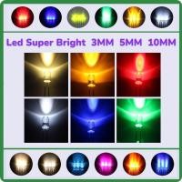 ราคา หลอดไฟ LED Super Bright 3mm 5mm 10mm สีขาว สีแดง สีเหลือง สีเขียว สีน้ำเงิน สีม่วง สีชมพู (7236494617)