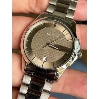 ราคา GUCCI YA126445 Men's G-Timeless Date Bracelet Strap Watch, Silver Brown (11865828203)