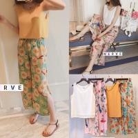 ราคา ชุดเสื้อแขนกุดกับกางเกงลายดอก (299363808)