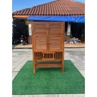 ราคา ตู้กับข้าวไม้สัก ข้างทึบไม้สัก หน้าชั้นบนบานเกล็ด ขนาด กว้าง 45 ยาว 97 สูง 160 ซม. (19676245915)