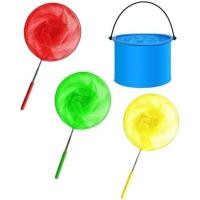 ราคา 3Pcs Fishing nets (Yellow, Green, red) and 1 Blue Foldable Bucket with Handle, for Fishing, Butterfly (42780138177)