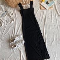 ราคา เดรสยาวไหมพรมหนา ผ้าร่อง รัดรูป เข้าทรง เดรสสีดำ ผ่าหน้าสุง เซ็กซี่ เดรสสายฝอ (21078064497)