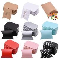 ราคา 10/20/30Pcs Pillow Candy Box Kraft Paper Christmas Gift Packaging Boxes Candy Bags Wedding Favors Birthday Party Decorat (28463820645)