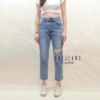 ราคา กางเกงยีนส์เอวสูง ขากระบอกเล็ก สะกิดขาด งานป้าย punny jeans (13865142955)