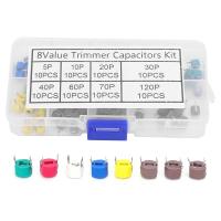 ราคา 80PCS Trimmer Variable Capacitance Electronic Capacitor Kit 5/10/20/30/40/60/70/120P 6mm Adjustable Capacitor 8Values (40027237086)