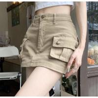 ราคา [พร้อมส่ง]กระโปรงคาร์โก้ กระโปรงยีนส์สั้นสีเบจ กระโปรงแคมป์ปิ้ง (25724363203)