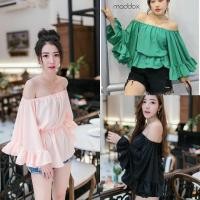 ราคา เสื้อเปิดไหล่ สาวอวบ 100โลใส่ได้ เสื้อผ้าคนอ้วน เหลือสีโอรสปูน สวยมาก เสื้อทรงใหญ่ OVERSIZE (1699529105)