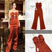 ราคา งานป้าย NABI ชุดออกงานสีส้มอิฐ จั้มยาวสายเดี่ยวแต่งเพชร อกแต่งห่วงเว้าด้านหน้า สวยเรียบหรู (28464709997)