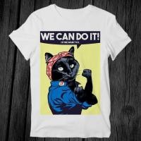 ราคา We Can Do It Moew Black Cat T Shirt Unisex Adult Mens Womens Gift Cool Music Fashion Top Vintage Retro Tee G366 การ (28366605814)