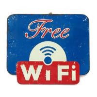 ราคา ป้ายสังกะสีวินเทจ Free Wifi Blue (ปั๊มนูน) (1032454456)