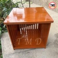 ราคา TMD ชั้นวางของข้างเตียง ชั้นวางของไม้สักแท้ 50*50 ซม. สีย้อม(อมส้ม) (27521689776)