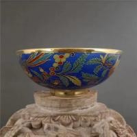ราคา Daming Chenghua ปี-Made Gilt Festival Blue Glaze ถังสีดอกไม้รูปแบบชามเครื่องลายครามโบราณโบราณโบราณโบราณของสะสมเครื่องประดับ 3.25 (53907870307)