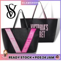 ราคา Victorias Secret Black Signature Large Women Open Tote Shopper Bag กระเป๋าสะพายไหล่ (25401750225)
