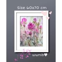 ราคา ความรักสีชมพูภาพติดผนัง ภาพวาดสีน้ำดอกกุหลาบชมพูหวาน พร้อมกรอบสีขาวสุดมินิมอล ขนาด 60x70 ซม. A083 (14942772664)
