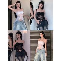 ราคา Sorohเสื้อเกาะอก มีฟองน้ำ ลายลูกไม้แต่งสายปลายปล่อย ปาดไหล่เสื้อไปทะเล สไตล์เกาหลี ทรงสวย น่ารักๆ#FY688 (26370339756)