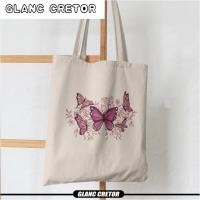 ราคา กระเป๋าผ้าใบพิมพ์ลาย Women Shopper bag printed Butterflies and Flowers tote bag, Bag Shopping Canvas 38*10*34 (46705266674)
