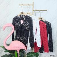 ราคา บอดี้สูทลูกไม้แขนยาว พร้อมส่ง สี ดำ ขาว (26692842574)
