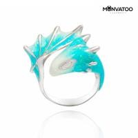 ราคา MONVATOO London แหวนมังกรสีเงินลงยาสีฟ้าเทอร์ควอยซ์ (ชุบโรเดียม) Silver Turquoise Dragon Ring (29555952004)